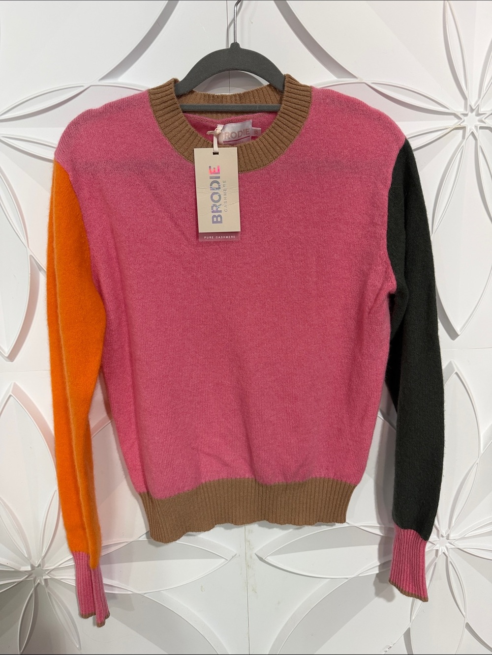 Brodie Colorblock Crewneck Cashmere Sweater Size XS